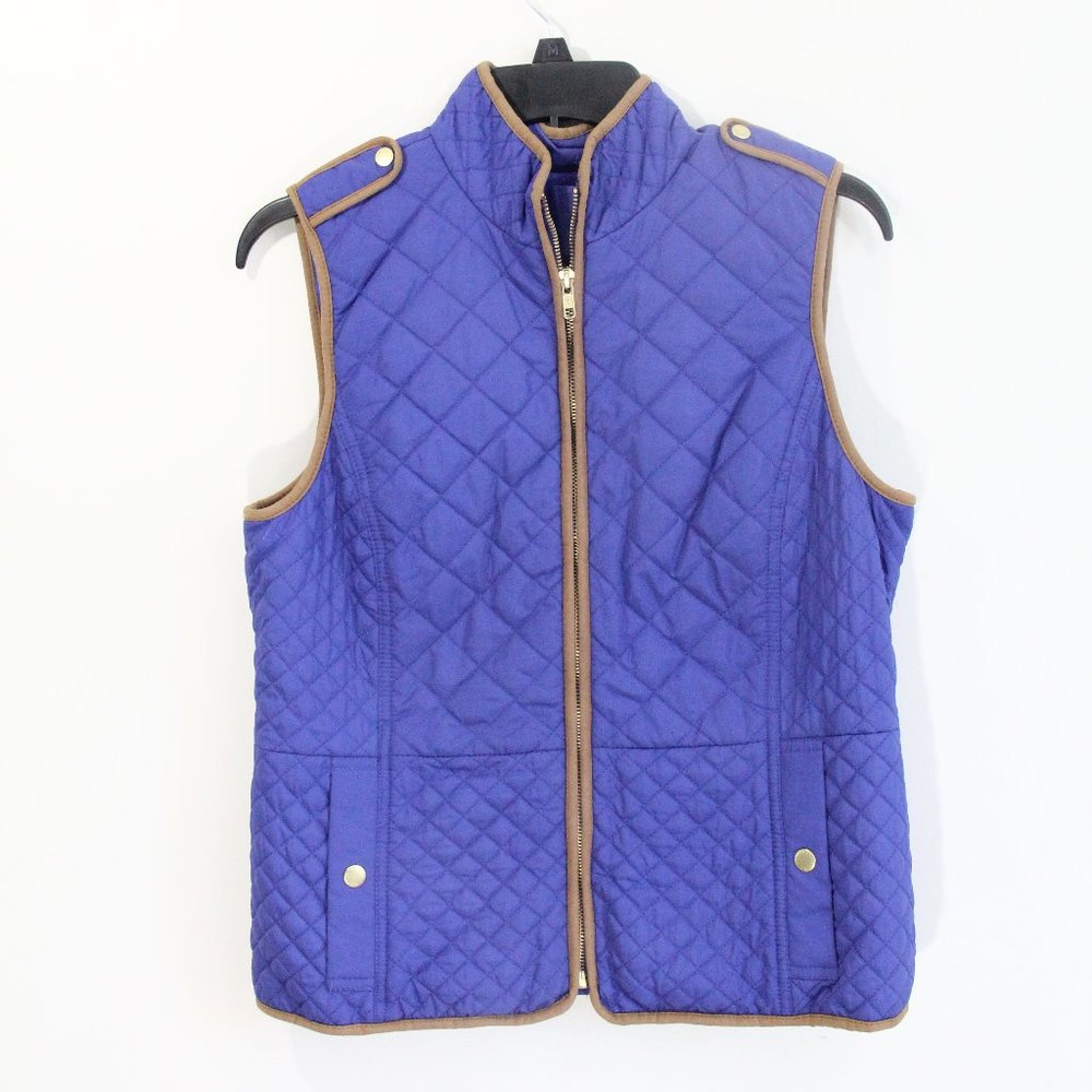 Talbots Quilted Vest Women Puffer Medium Petite Fleece Lined Pockets MP
